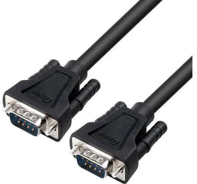 Main image of DTech 5ft DB9 to DB9 RS232 Serial Cable Male to Male Simple Null Modem Cord Cross TX RX line 2 Pin Crossed Without Handshake for Computer Data Communication (5 Feet, Black)