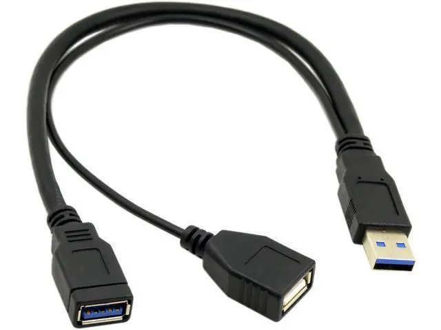 Alt view image 2 of 7 - USB 3.0 Splitter Y Cable USB 1 Male to 2 Female Extra Power Data Extension Cable for 2.5" Mobile Hard Disk