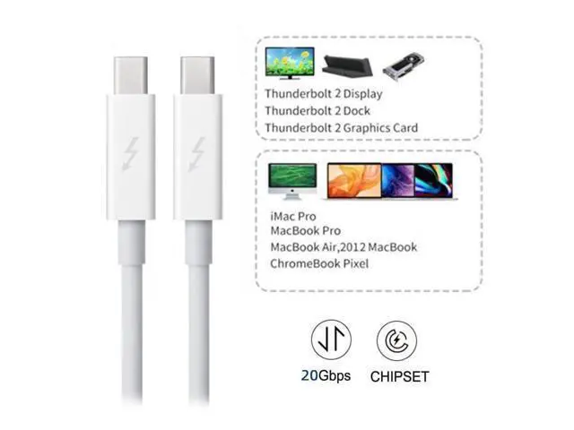 Alt view image 4 of 7 - Thunderbolt Cable 1.64FT Thunder-Bolt 2 Port to Thunder-Bolt 2 Male to Male Video Data Cable for Mac 2013 2014 2015