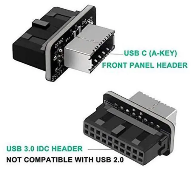Alt view image 2 of 6 - Usb Front Panel Adapter, Vertical Usb C Header Adapter, Usb 3.1 Type-E Key-A To Usb 3.0 20Pin Header Converter For Type C Motherboard