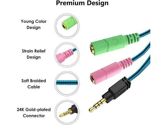 Alt view image 6 of 7 - Headphone Mic Splitter 3.5mm Headset Adapter (Microphone + Audio) 2 TRS Female to TRRS Male CTIA Stereo Jack Y Cable Compatible for Dual-Plug Gaming Headset to Xbox PS4 Phone Laptop PC