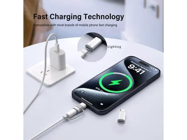 Alt view image 4 of 7 - 4 Pack Lightning to USB C Adapter for iPhone 15/16/16 Pro Max/Plus S24 Support Charging & Data Transfer Type C Charger Connector Cable Lightning Female to USB C Male Adapter Not for Audio