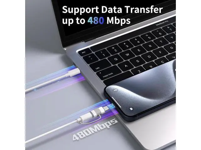 Alt view image 5 of 7 - 4 Pack Lightning to USB C Adapter for iPhone 15/16/16 Pro Max/Plus S24 Support Charging & Data Transfer Type C Charger Connector Cable Lightning Female to USB C Male Adapter Not for Audio