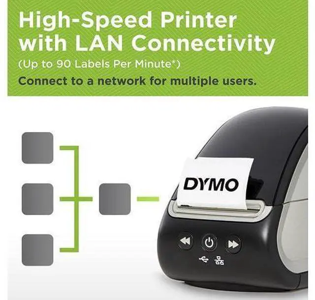 Main image of DYMO LabelWriter 550 Turbo Direct Thermal Label Printer, USB and LAN Connectivity - up to 90 Labels Per Minute, 300 dpi, Auto Label Recognition, Monochrome Label Maker