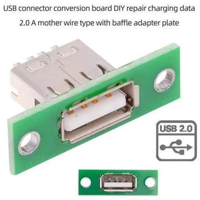 Alt view image 2 of 6 - 5 Pack USB 2.0 DIY Connector USB 2.0 Female Socket Port Repair Replacement Solder Adapter with Panel Mount Screw Hole