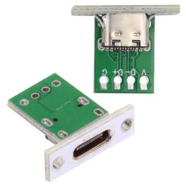 Alt view image 7 of 7 - 5 Pack USB C DIY Connector USB C 24Pin Female Socket Port Repair Replacement Solder Adapter with Panel Mount Screw Hole