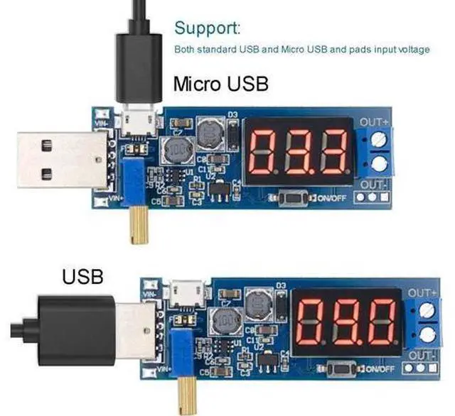 Alt view image 3 of 7 - 2PCS USB Buck Boost Converter Adjustable Step UP Step Down Power Supply Module Voltage Regulator DC-DC 5V to 3.3V 9V 12V 18V 24V