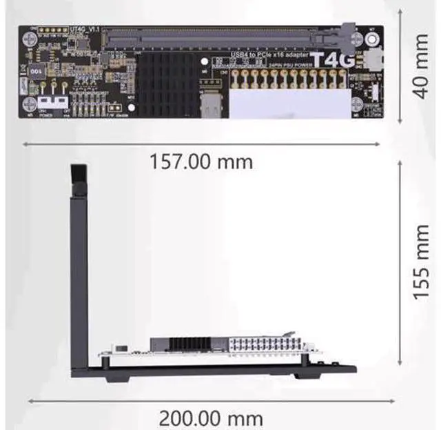 Alt view image 6 of 7 - ADT-Link USB4 to PCIe x16 eGPU Adapter with Bracket Compatible with TB3/TB4 for NUC/ITX/STX/Notebook PC Graphics Card External Gen3x2 (UT4G-BK7)