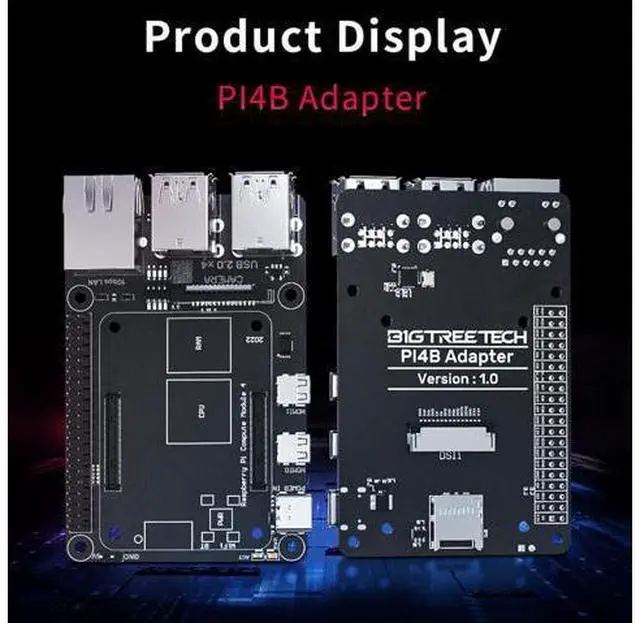 Alt view image 2 of 6 - BIGTREETECH Pi4B Adapter V1.0 for Raspberry Pi CM4/ BTT CB1 V2.2/CB1 emmc core Board Compatible SKR Mini E3 V3.0 SKR V1.4 Turbo SKR 3 Octopus V1.1/Pro to Running Klipper for Voron 3D Printer Board