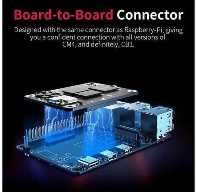 Alt view image 4 of 6 - BIGTREETECH Pi4B Adapter V1.0 for Raspberry Pi CM4/ BTT CB1 V2.2/CB1 emmc core Board Compatible SKR Mini E3 V3.0 SKR V1.4 Turbo SKR 3 Octopus V1.1/Pro to Running Klipper for Voron 3D Printer Board