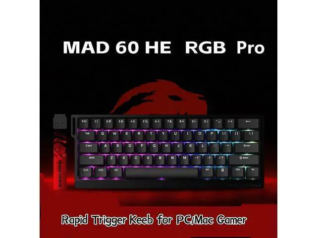 Alt view image 5 of 5 - MADLIONS MAD60 HE Rapid Trigger Magnetic Switch Gaming Keyboard,60% RGB Adjustable Actuation Hall Effect Hyper-Fast 8K Polling Rate PBT Keycaps 61 Keys Mechanical Keyboard for PC/Mac Gamer(Black)