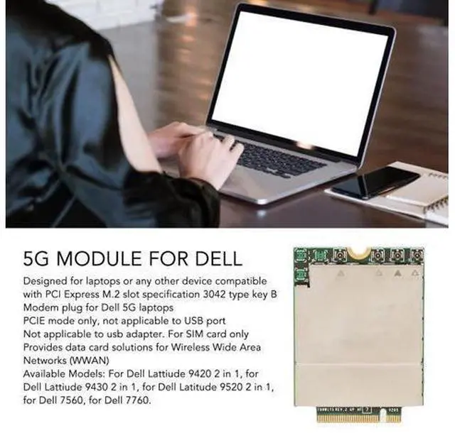 Alt view image 3 of 5 - DW5930E T99W175 5G LTE Module Card, Wireless Module M.2 Network Card PCI Express Network Adapter for Dell Lattiude 9420 2 in 1, etc