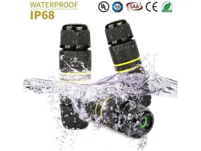 Alt view image 2 of 6 - BONAEVER 5 Packs IP68 Waterproof Junction Box Outdoor External Sleeve Coupler M20 Cable Connector Ø5-12mm Wire Range (AC 400V 24A)UL for Outdoor2 Way 4 Pin