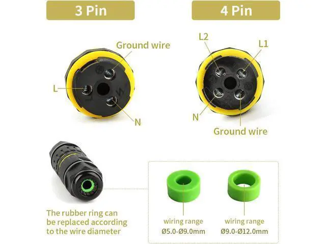 Alt view image 4 of 6 - BONAEVER 5 Packs IP68 Waterproof Junction Box Outdoor External Sleeve Coupler M20 Cable Connector Ø5-12mm Wire Range (AC 400V 24A)UL for Outdoor2 Way 4 Pin