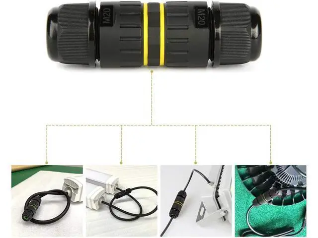 Alt view image 6 of 6 - BONAEVER 5 Packs IP68 Waterproof Junction Box Outdoor External Sleeve Coupler M20 Cable Connector Ø5-12mm Wire Range (AC 400V 24A)UL for Outdoor2 Way 4 Pin
