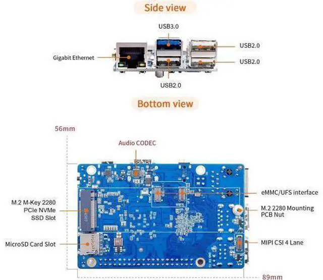 Alt view image 4 of 7 - Orange Pi 4 Pro 4GB/6GB/8GB/12GB LPDDR5 Allwinner A733 8-Core Single Board Computer with 3 Tops NPU, WiFi 6/Bluetooth 5.4,Development Board with eMMC Socket Run Ubuntu/Debian/Android (4GB)