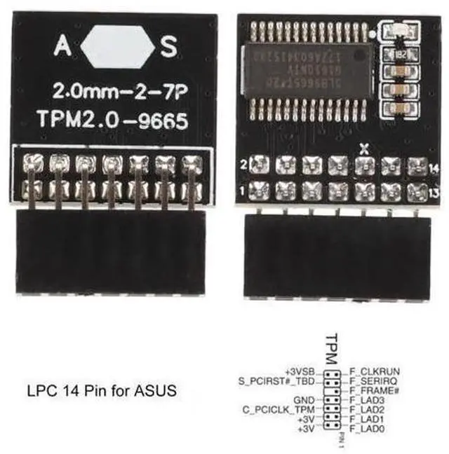 Alt view image 2 of 6 - TPM 2.0 Module with 14 Pin, TPM 2.0 Encryption Security Module for ASUS Motherboard Compatible with Win11