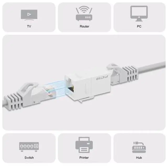 Alt view image 3 of 7 - 10 Gbps CAT6A RJ45 Keystone Coupler 25-Pack, Ethernet Keystone Jack, Ethernet Coupler Female to Female UTP for Cat6a/Cat6/Cat5e/Cat5, White