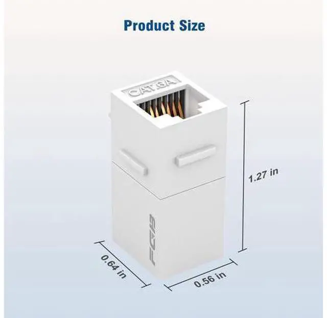 Alt view image 7 of 7 - 10 Gbps CAT6A RJ45 Keystone Coupler 25-Pack, Ethernet Keystone Jack, Ethernet Coupler Female to Female UTP for Cat6a/Cat6/Cat5e/Cat5, White