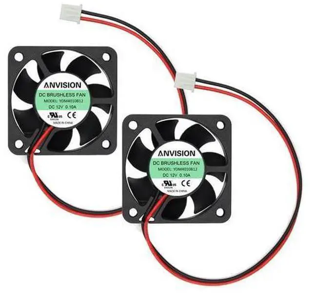 Main image of 2-Pack 40mm x 10mm DC 12V Brushless Cooling Fan, Dual Ball Bearing, YDM4010B12