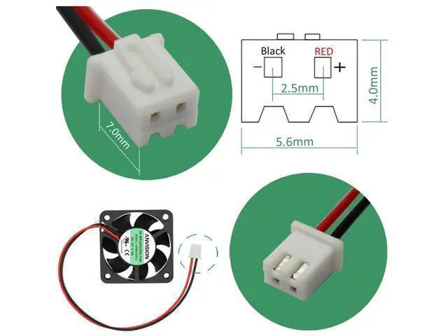 Alt view image 6 of 7 - 2-Pack 40mm x 10mm DC 12V Brushless Cooling Fan, Dual Ball Bearing, YDM4010B12