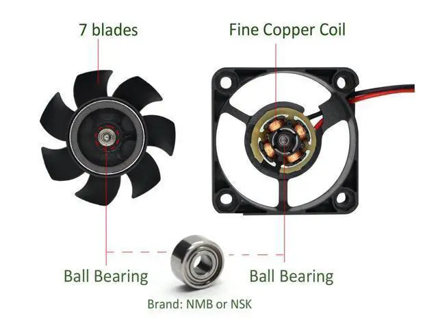 Alt view image 4 of 7 - 2-Pack 40mm x 10mm DC 12V Brushless Cooling Fan, Dual Ball Bearing, YDM4010B12