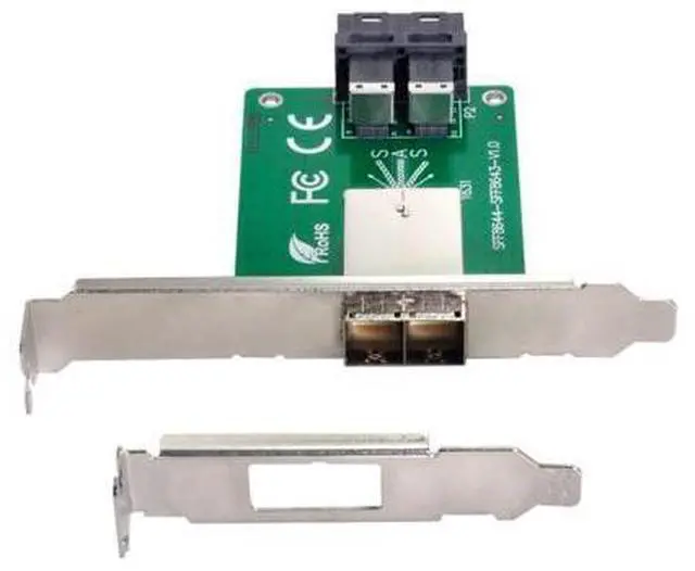 Main image of Dual Ports Mini SAS HD SFF-8644 To Internal SAS HD SFF-8643 PCBA Female Adapter With Low Profile Bracket ZIHAN