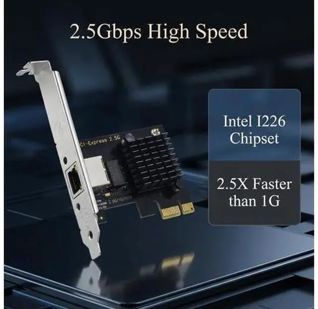 Alt view image 2 of 6 - 2.5Gb PCIe Network Card with Intel I226-V Chip, 2500M/1000M/100M Network Adapter NIC, PCIe 3.1 X1, PCI Express Gigabit Ethernet Card for Windows 10/11, Linux Kernel 5.16.18/RHEL8.6, VMware ESXi8.0
