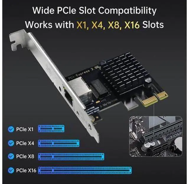 Alt view image 3 of 6 - 2.5Gb PCIe Network Card with Intel I226-V Chip, 2500M/1000M/100M Network Adapter NIC, PCIe 3.1 X1, PCI Express Gigabit Ethernet Card for Windows 10/11, Linux Kernel 5.16.18/RHEL8.6, VMware ESXi8.0