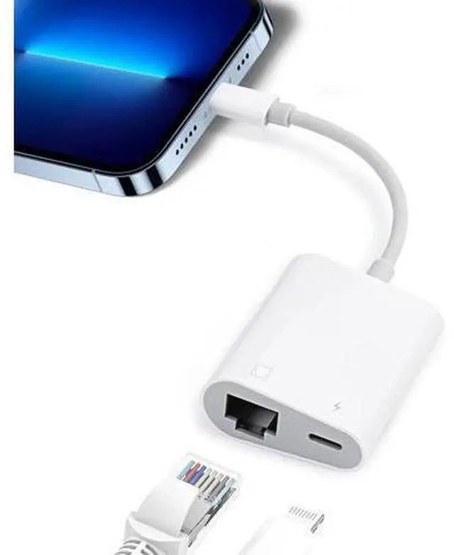 Main image of Lightning to Ethernet Adapter,2 in 1 RJ45 Ethernet LAN Network Adapter with Charging Port for Phone,Pad 10/100Mbps High Speed,Plug and Play