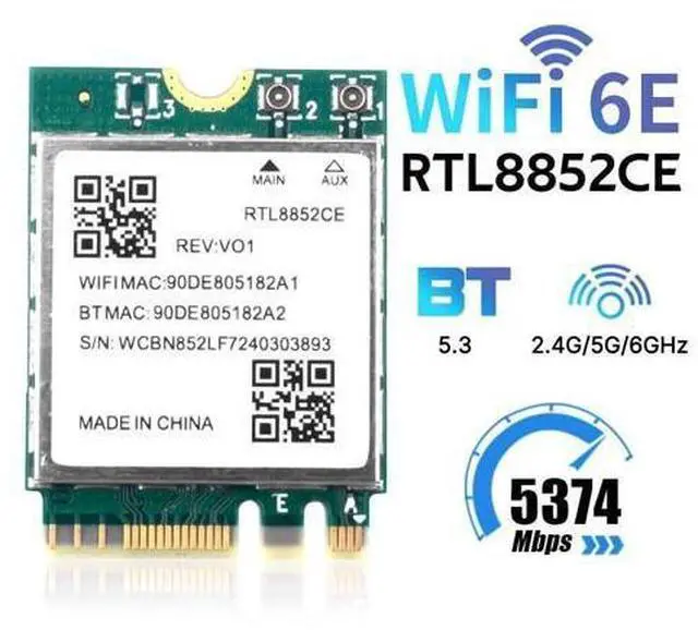 Alt view image 2 of 5 - RTL8852CE WiFi 6E Wireless Card, Bluetooth 5.3, Tri-Band 5400Mbps, M.2/NGFF Network Adapter for Laptop, Windows 10/11 64bit