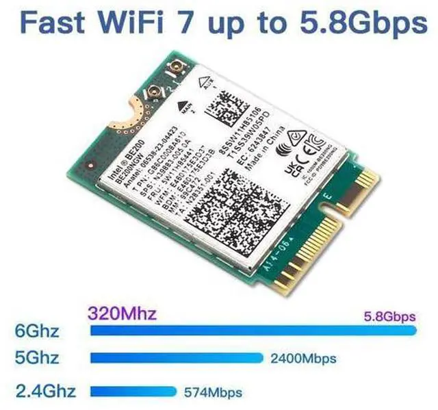 Alt view image 2 of 7 - New Wi-Fi 7 Intel BE200 Bluetooth 5.4 Wifi Card BE200NGW 2.4/ 5/ 6 GHz 5.8 Gbps For Windows 11 PC Laptop giyqxHw