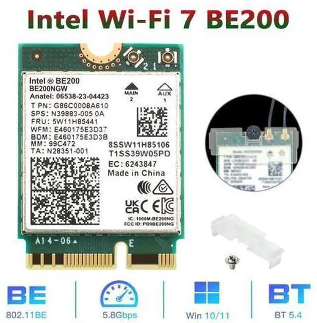 Main image of New Wi-Fi 7 Intel BE200 Bluetooth 5.4 Wifi Card BE200NGW 2.4/ 5/ 6 GHz 5.8 Gbps For Windows 11 PC Laptop giyqxHw