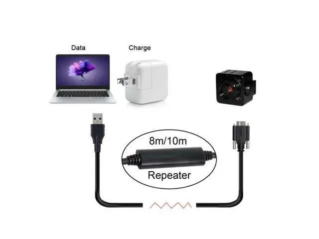 Alt view image 5 of 5 - CY 8m USB 3.0 A Type Repeater Cable Male to Micro USB 3.0 B Male with Mount Panel Screws for Camera U3-106-8.0M