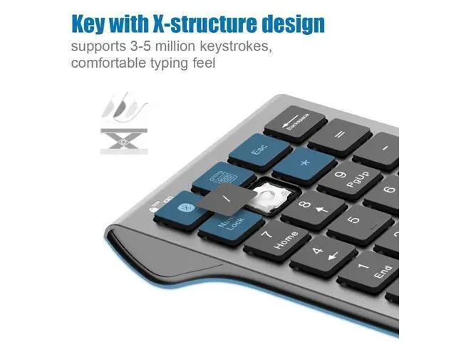 Alt view image 3 of 7 - Bluetooth Number Pad Wireless & Wired 10 Key USB Keypad Two in One, Rechargeable Numpad for Laptops, Desktop, Computers Accessories Compatible with MacBook iPads ChromeBook EliteBook Notebook etc.
