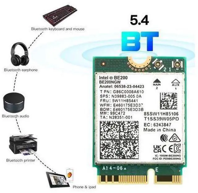 Alt view image 3 of 7 - New Wi-Fi 7 Intel BE200 Bluetooth 5.4 Wifi Card BE200NGW 2.4/ 5/ 6 GHz 5.8 Gbps For Windows 11 PC Laptop giyqxHw