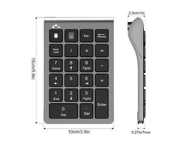 Alt view image 6 of 7 - Bluetooth Number Pad Wireless & Wired 10 Key USB Keypad Two in One, Rechargeable Numpad for Laptops, Desktop, Computers Accessories Compatible with MacBook iPads ChromeBook EliteBook Notebook etc.