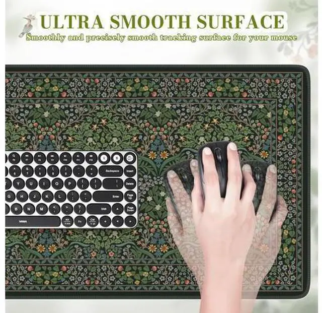 Alt view image 3 of 7 - Big Mouse Pad, Desk Pad Mat, Full Desk Large Mousepad, Anti-Slip Smooth Surface XXL Computer Pad with Stitched Edges for Home Office Organizer (Green)