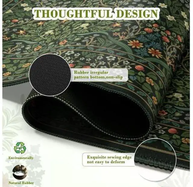 Alt view image 4 of 7 - Big Mouse Pad, Desk Pad Mat, Full Desk Large Mousepad, Anti-Slip Smooth Surface XXL Computer Pad with Stitched Edges for Home Office Organizer (Green)