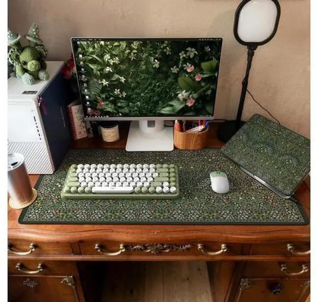 Alt view image 7 of 7 - Big Mouse Pad, Desk Pad Mat, Full Desk Large Mousepad, Anti-Slip Smooth Surface XXL Computer Pad with Stitched Edges for Home Office Organizer (Green)