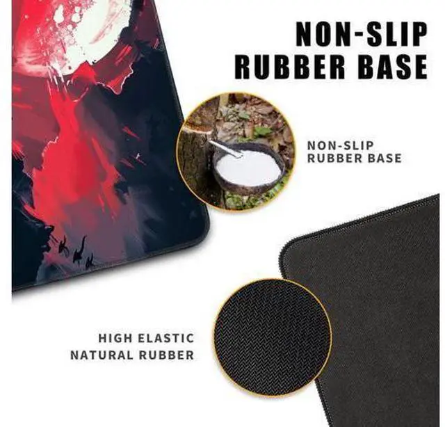 Alt view image 5 of 7 - Black Desk Mat Japanese Samurai Mouse Pad XL Red Anime Big Mousepad Gaming Large Mouse Pad for Men Desk Pad with Stitched Edges Non-Slip Large Computer Mat, 31.5x11.8 in