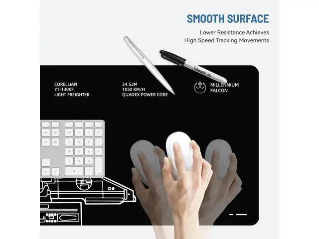 Alt view image 3 of 6 - Mousepad Desk Mat Gaming Large Keyboard Cute Office Desktop Computer Laptop Black XXL Long Giant Big Cool Modern Design Unique for Women Girls Men Boys Gamer Oversized Wide 30x12'' Mousepad