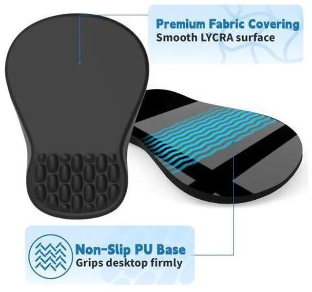 Alt view image 5 of 7 - Ergonomic Mouse Pad with Wrist Support - Gel Memory Foam Mouse Mat for Computer Keyboard & Laptop - Non-Slip Base, Pain Relief for Home Office & Gaming - Black