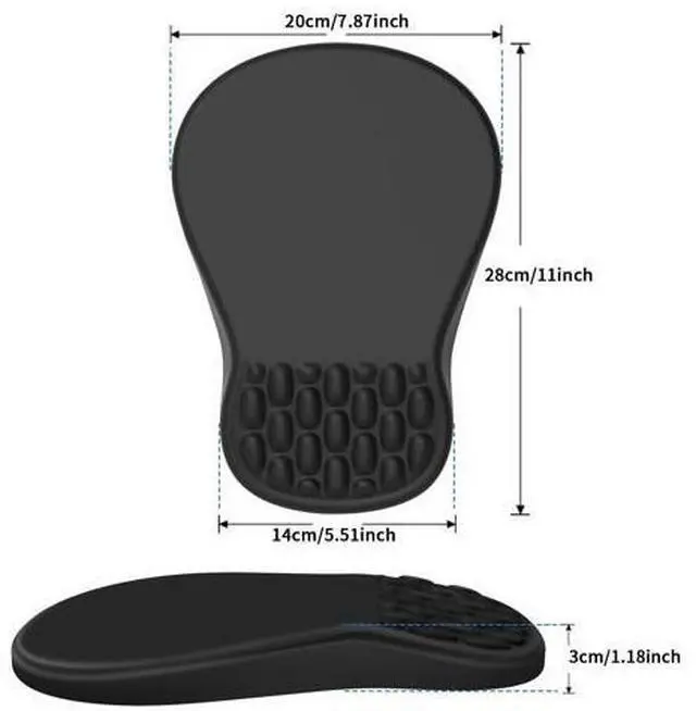 Alt view image 6 of 7 - Ergonomic Mouse Pad with Wrist Support - Gel Memory Foam Mouse Mat for Computer Keyboard & Laptop - Non-Slip Base, Pain Relief for Home Office & Gaming - Black