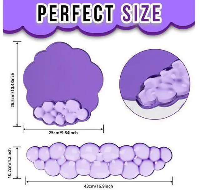 Alt view image 2 of 7 - Keyboard Wrist Rest Set Ergonomic Cloud Wrist Rest Keyboard and Mouse Pad, Non-Slip Desk Accessories for Office and HomePurple