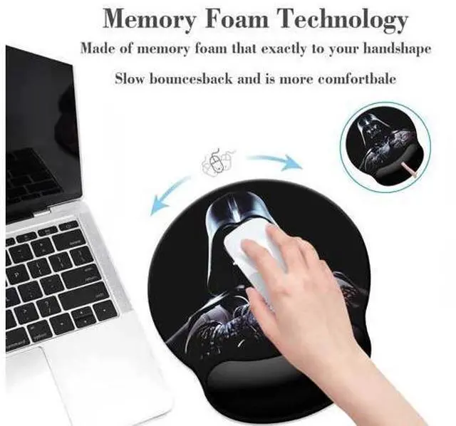 Alt view image 4 of 7 - Black Mouse Pad with Wrist Rest,Non-Slip Rubber Base for Comfortable Gaming Mousepad - Ergonomic Mouse Pad with Wrist Support Suitable for Laptop Desktop and Work, Office Desk Accessory