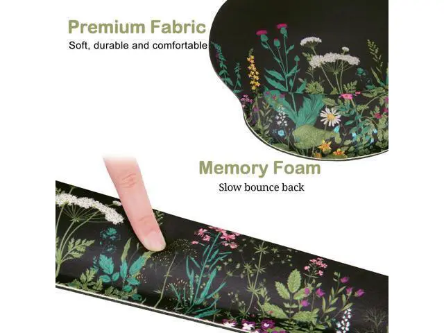 Alt view image 3 of 7 - Ergonomic Mouse Pad with Wrist Rest and Keyboard Wrist Rest, Memory Foam Wrist Rest for Computer Keyboard, Easy Typing, Pain Relief, Mouse Pad Wrist Support for Gaming,Office, Laptop, Black Flower
