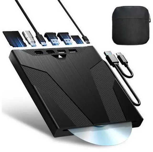Main image of 8 in 1 External CD/DVD Drive for Laptop, Slot-Loading CD Reader for Laptop, CDs Drive External USB DVD Drive Externals CD Burner Compatible with PC Windows Linux MacOS (+Carrying Case)