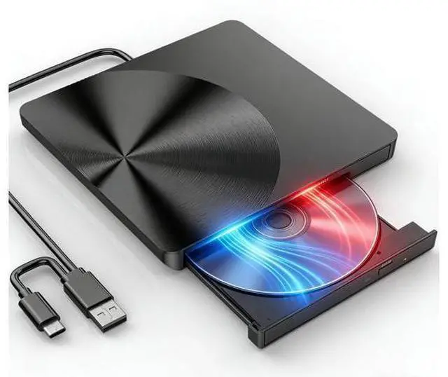 Alt view image 2 of 7 - Portable External CD/DVD Drive, USB 3.0 & USB C CD Burner +/-RW RW Burner CD ROM Reader Writer Disk Duplicator Optical Drive for Laptop Desktop PC Windows 11/10/8/7 Apple Mac Pro MacBook Mac Linux