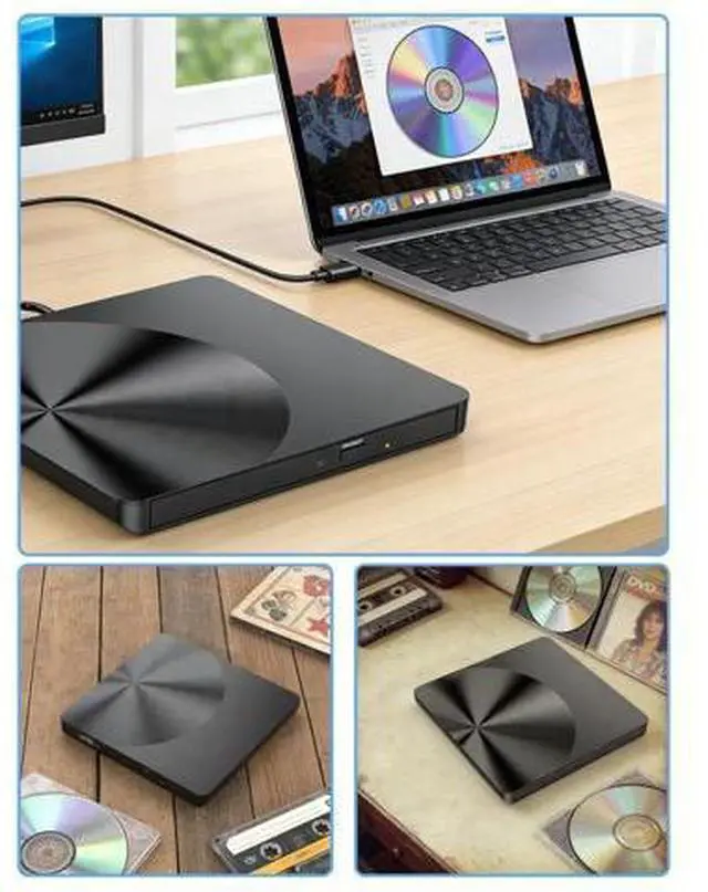 Alt view image 6 of 7 - Portable External CD/DVD Drive, USB 3.0 & USB C CD Burner +/-RW RW Burner CD ROM Reader Writer Disk Duplicator Optical Drive for Laptop Desktop PC Windows 11/10/8/7 Apple Mac Pro MacBook Mac Linux